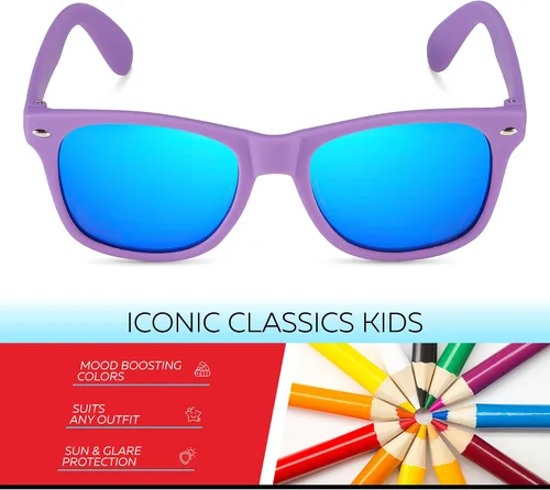 Miniatura 218 de Retro Rewind Lentes de sol para niños y niñas de 3 a 12 años, inastillables, UV400, lentes de sol para niños pequeños