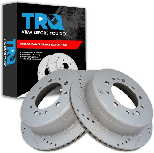 Miniatura 304 de TRQ Juego de rotores de freno de rendimiento trasero con revestimiento G premium compatible con Mazda 6 2014-2021