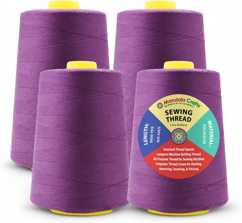Miniatura 91 de Mandala Crafts 4 Pack of Serger Threads Cones Spools - 20S/2 24000 Yards Polyester Baby Blue Threads for Sergers Machine and Overlock Quilting