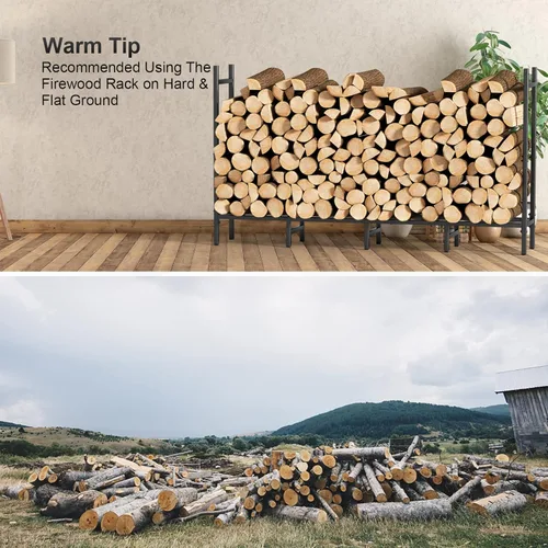 Miniatura 4 de Soporte de leña para interiores y exteriores de 5.3 pies para almacenamiento de leña para chimenea, soporte ajustable para apilar troncos de fuego