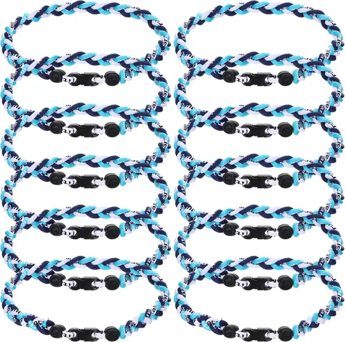 Miniatura 9 de Zeyune Collar de béisbol de 18 pulgadas para niños, tres cuerdas trenzadas, tornado, titanio, collar de cuerda de béisbol para hombre
