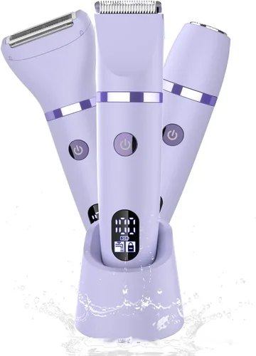 Miniatura 8 de Afeitadora Eléctrica 3 en 1 IPX7 Impermeable Recortador de Bikini Uso Húmedo y Seco Afeitado Sin Dolor Personal para Damas Cara Cuerpo Piernas
