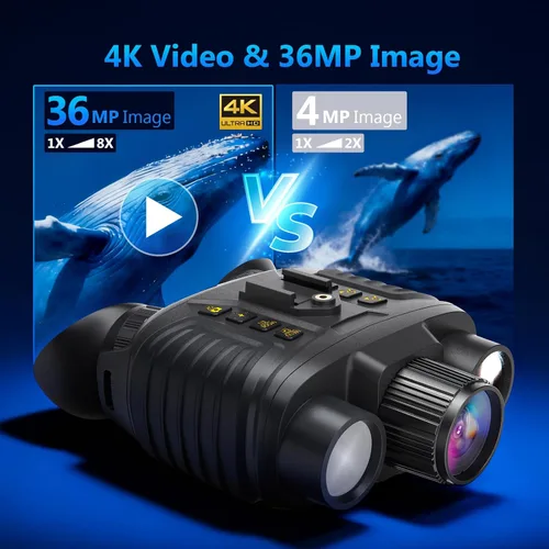 Miniatura 2 de Gafas de visión nocturna montadas en la cabeza, prismáticos 4K Zoom 8X 850nm Stealth IR para toda la observación negra, regalo de caza manos libres