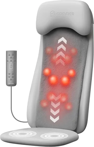 COMFIER Shiatsu - Masajeador de espalda con calor, masajeador de tejido profundo con vibración, cojín de asiento de masaje Shiatsu 2D/3D,