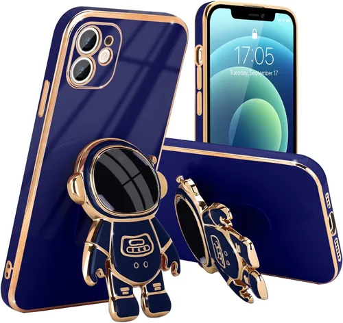 Miniatura 7 de Pepmune Funda compatible con iPhone 12 Bonita Diseño de Soporte de Astronauta en 3D Protección de Cámara A Prueba de Golpes Cubierta Trasera Suave