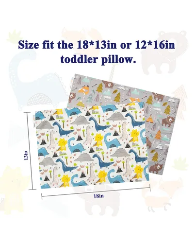 Miniatura 3 de ALVABABY Paquete de 2 fundas de almohada de algodón orgánico para niños pequeños, fundas de almohada para niños de 13 x 18 pulgadas o 12 x 16