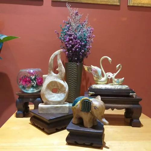 Miniatura 7 de Soporte de estatua de Buda para mesa de adoración, pedestal tailandés hecho a mano, soporte para tallar madera de teca, decoración del hogar, 10
