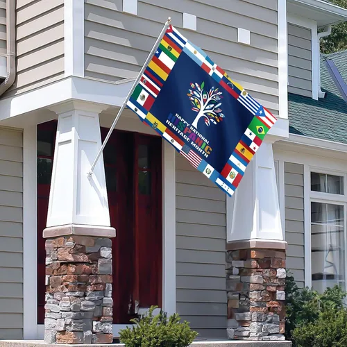 Miniatura 3 de Bandera de árbol de 22 países hispanos hispanos con los 22 países, patrimonio nacional hispano, bandera de 2 x 3 pies, doble impresa, divertida