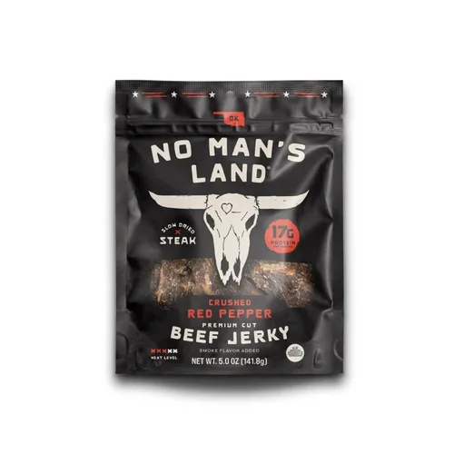 Miniatura 14 de No Man's Land - Carne seca de carne seca de pimiento rojo triturada, filete cortado a mano, secado lento, 0.76 onzas de proteína por porción, 0.00