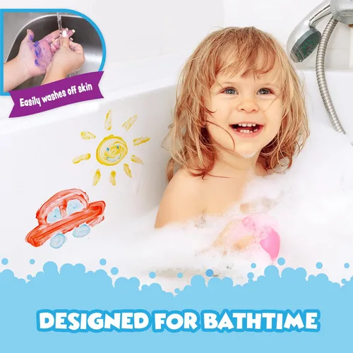 Miniatura 3 de Tub Works® Pintura de Bañera Jabón Juguete de Baño, Paquete de 24 Pintura de Bañera Lavable No Tóxica para Pintado con los Dedos en la Tina