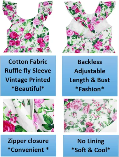 Miniatura 271 de Vestido de verano para niña, de algodón, con diseño floral