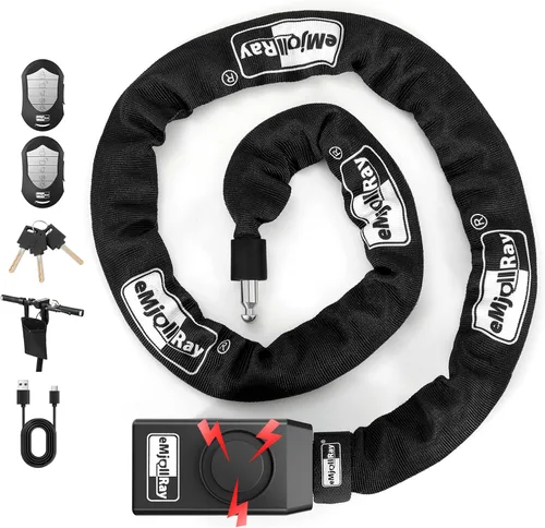 Miniatura 8 de Cerradura de cadena antirrobo para bicicleta, cerradura de bicicleta de seguridad de 110 dB, cerradura de cadena de 0.315 in x 4 pies con llave