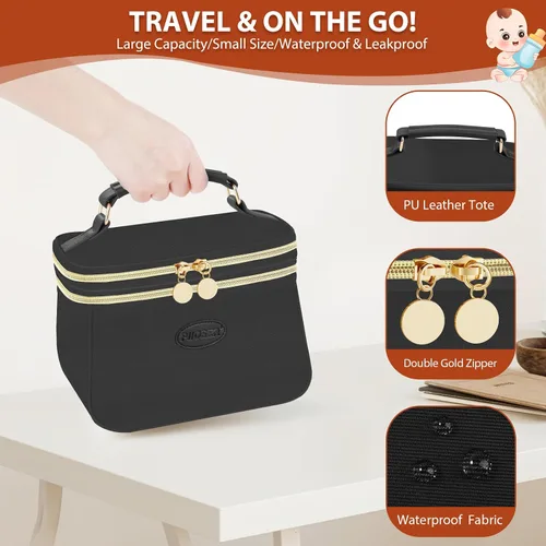 Miniatura 5 de PIIOSER Bolsa de viaje para enfriar leche materna con 2 paquetes de hielo, se adapta a 6 bolsas de almacenamiento de leche materna para congelador