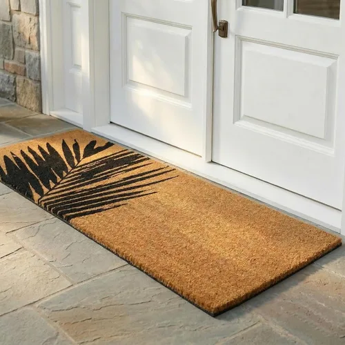 Miniatura 40 de Fab Habitat Felpudo extra grueso, tejido a mano, duradero, fibra de coco natural, entrada, puerta delantera, porche, patio, pájaros en rama, gris