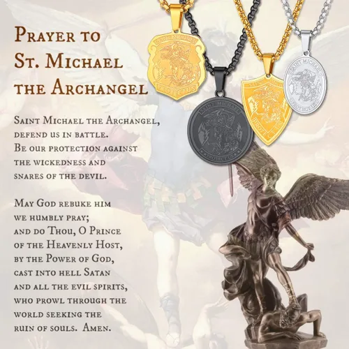 Miniatura 222 de U7 Saint Benedict/Michael Medal Necklace, 316L Stainless Steel Virgin Mary Necklace for Men Women, Bible Verse Protection Necklace Catholic