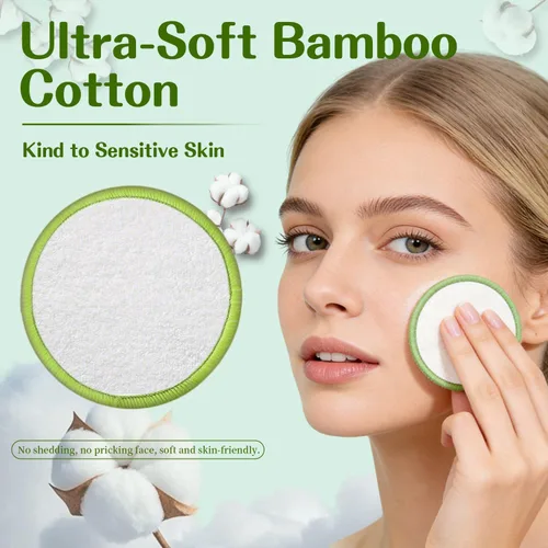 Miniatura 3 de Paquete de 16 almohadillas desmaquillantes reutilizables, 100% algodón orgánico, lavables y ecológicas, con bolsa de lavandería y caja