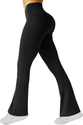 FireSwan Pantalones de yoga acampanados para mujer, cintura en V, leggings acampanados, cintura alta, corte de bota, pantalones de entrenamiento con