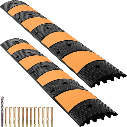 VEVOR Golpe de velocidad de goma (paquete de 2) – 6 pies resistente 22,000 libras de capacidad para carretera y entrada, 72.8 x 12.2 x 2.2 pulgadas,