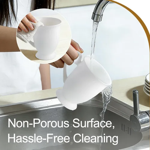 Miniatura 4 de Juego de 2 tazas de café blancas de porcelana fina de lujo (8 onzas), tazas de té de cerámica estilo europeo, elegantes y duraderas tazas de café