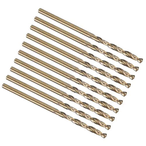 Miniatura 30 de PATIKIL Broca Jobber de 0.039 in, vástago recto M35 cobalto 5% acero de alta velocidad 135° acabado dorado para metal duro de acero inoxidable - 2
