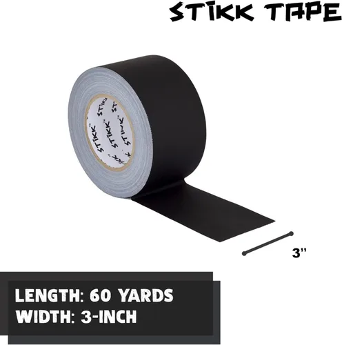 Miniatura 2 de STIKK Cinta adhesiva Gaffer - Cinta negra Gaffer - 3 pulgadas x 55 metros - Cinta adhesiva Pro Gaff para trabajos escénicos - Cinta de injerto