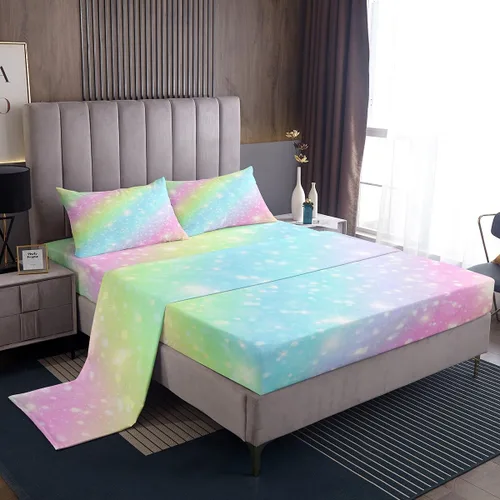 Miniatura 38 de Juego de sábanas de mariposa morada, tamaño Queen, con bolsillo profundo, galaxia mística, juego de ropa de cama de mariposa azul para niños, niñas