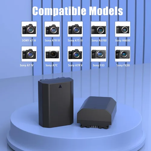 Miniatura 2 de JYJZPB Paquete de 2 baterías NP-FZ100 y cargador de batería rápido compatibles con cámaras Sony A7III, A7IV, A7R III, A7R IV, A9, A9II, Alpha 9S