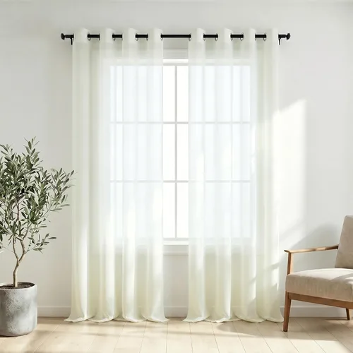 Miniatura 9 de KOUFALL Cortinas traslúcidas de 120 pulgadas de 2 paneles con ojales, juego extra largo de 10 pies de largo, cortinas altas para ventana grande, 52
