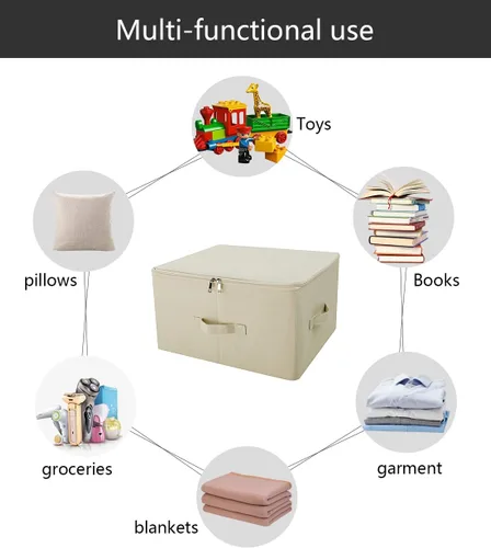 Miniatura 9 de iwill CREATE PRO Paquete de 3 cajas de almacenamiento plegables beige con tapa con cremallera, contenedores organizadores rígidos plegables