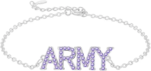 YANENG KPOP Bangtan Boys Bracelets Charms Jewelry White Gold Plated Cubic Zirconia Bracelet for bts Army Fans Gifts