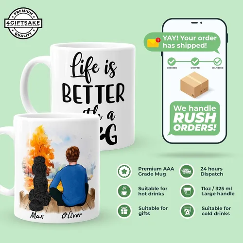 Miniatura 2 de Taza personalizada para hombres amantes de perros - Regalos personalizados con perros para el Día del Padre para el cumpleaños del esposo, San