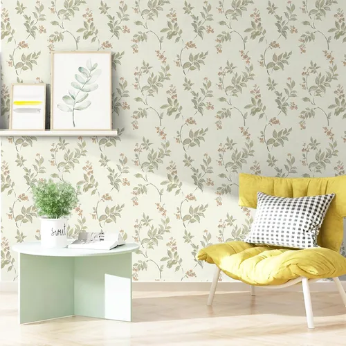 Miniatura 3 de Vinjiasin Papel Tapiz Despegar y Pegar Papel Tapiz Floral Autoadhesivo Removible Papel de Contacto Vintage de Flores y Hojas Papel de Pared
