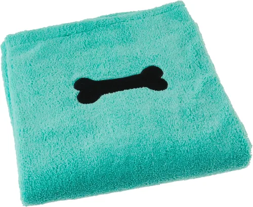 Bone Dry Colección de toallas de aseo para mascotas, microfibra absorbente, XL, 41 x 23.5 pulgadas, color verde bordado Bordado verde