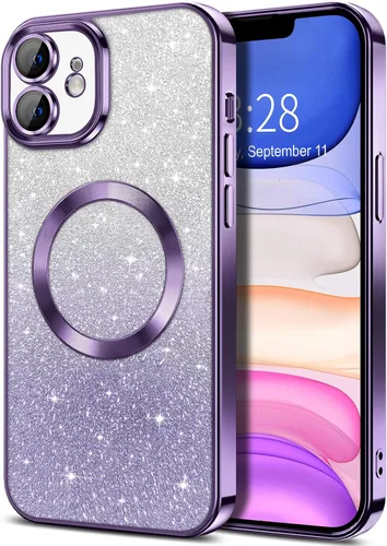 Miniatura 53 de Hython Funda para iPhone 13 Pro transparente con purpurina magnética [compatible con MagSafe] Protector completo de lente de cámara delgado