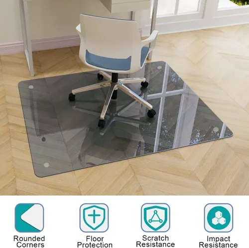 Miniatura 3 de Easly Tapete para silla de 46" x 55" para alfombra - Tapete para silla de oficina - Tapete de piso de vidrio templado para hogar/oficina/alfombra