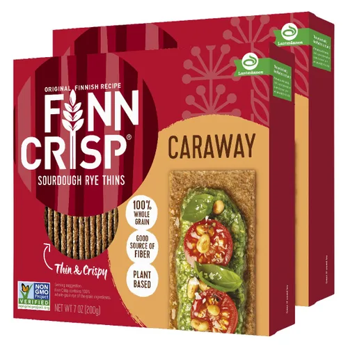 Miniatura 10 de Finn Crisp Pan de centeno crujiente con alcaravea 7 oz Delicadamente delgadas, crujientes y planas rebanadas de centeno con alcaravea Autentico