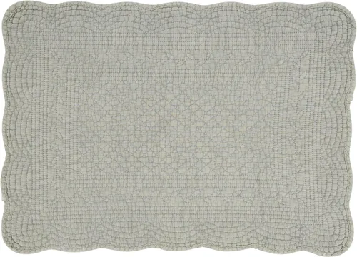 Saro Lifestyle Juego de 4 manteles individuales acolchados festoneados 100% algodón, 14 x 20 pulgadas, azul-gris