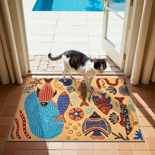 Miniatura 55 de jinchan Alfombra a rayas de 2 x 3 para entrada, alfombra de cocina, tapete pequeño, antideslizante, ligero, de bajo perfil, decoración para entrada