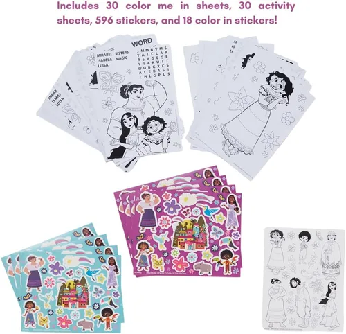 Miniatura 3 de Innovative Designs - Set de actividades Deluxe Disney Encanto para niños con lata de transporte, hojas para colorear, calcomanías y suministros