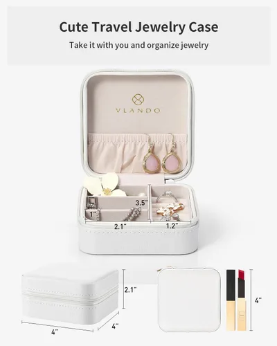 Miniatura 9 de Caja de joyas portátil, pequeña, para viaje, de Vlando