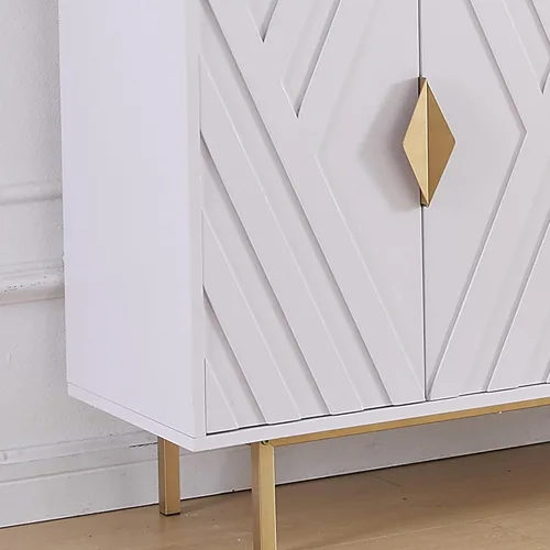 Miniatura 6 de Armarios de buffet con almacenamiento, armarios de almacenamiento decorativos con puertas acanaladas, mango y patas de metal dorado, mesa consola