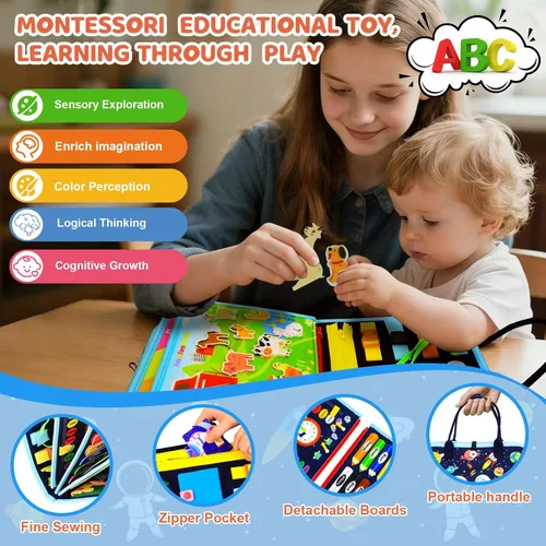 Miniatura 5 de Tablero Montessori para niños pequeños de 1 a 3 años, regalos de cumpleaños para niños, tablero educativo Montessori para libros ocupados