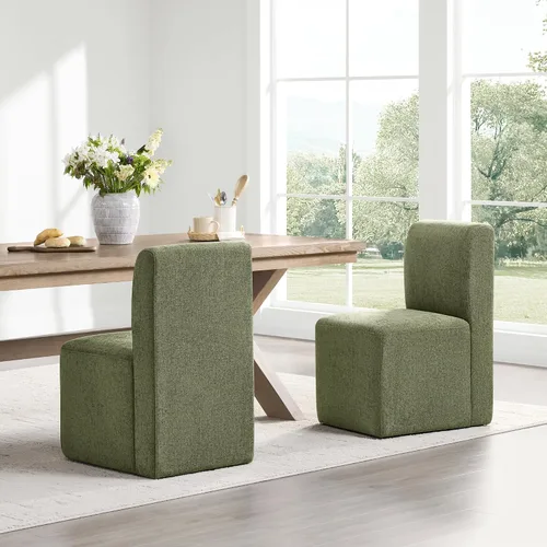 CHITA Juego de 2 sillas de comedor con ruedas, tapizadas sin brazos, modernas sillas de comedor con rodillos para dormitorio, sala de lectura, sala