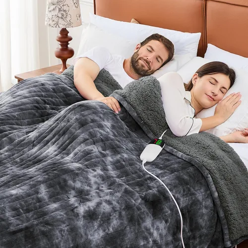 Miniatura 17 de greenoak Manta eléctrica con calefacción, manta térmica de piel sintética Sherpa para sofá cama, regalos cálidos de invierno para mujeres/ella