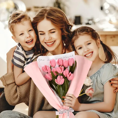 Miniatura 3 de iCraftine Kit de flores limpiadoras de tuberías, incluye tallos de chenilla rosa y verde, tallo floral, cinta de jardinería, cinta para hacer ramo