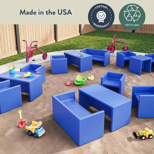 Miniatura 2 de Children's Factory Silla cúbica 3 en 1 para niños, muebles de aula de asientos flexibles, paquete de 1, color verde