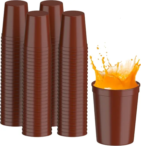 Miniatura 84 de PartyPrints Paquete de 100 vasos de plástico en blanco reutilizables de 10 a 12 onzas, vasos de estadio a granel, sin BPA, aptos para lavavajillas