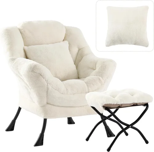 Miniatura 17 de Silla perezosa para sala de estar, silla decorativa grande negra con una almohada, juego de sofá de ocio, cómoda silla de lectura para dormitorio
