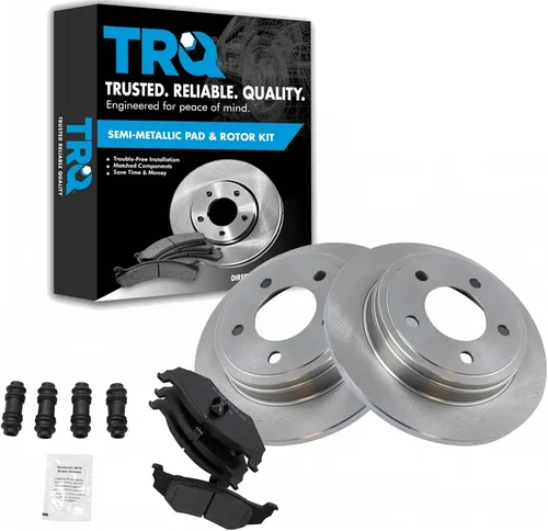 Miniatura 144 de TRQ Juego de pastillas de freno semimetálicas traseras y rotores compatibles con Chevrolet Trailblazer 02-06 Trailblazer EXT 04-06 SSR 02-07 GMC