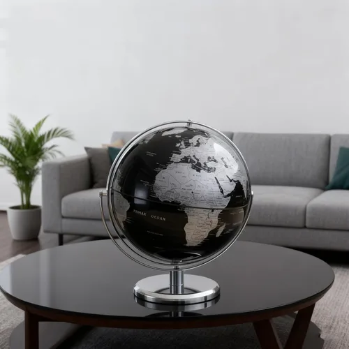 Miniatura 5 de Globo del mundo con soporte giratorio de acero inoxidable para adultos, elegante decoración y regalos para escritorio de oficina en casa para Negro
